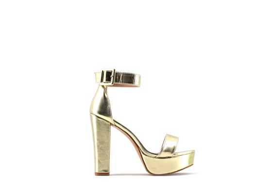 Sandalia Tacón Ancho Plataforma PU Fiesta